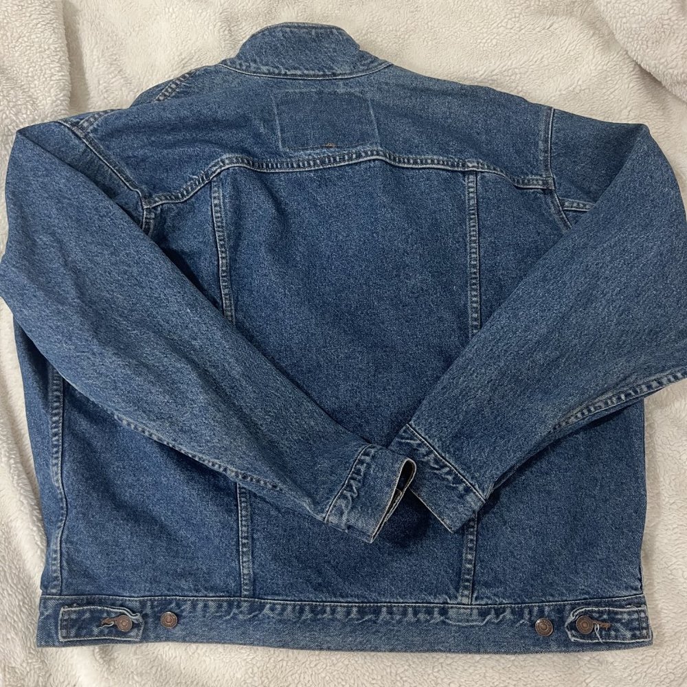 Vintage Levi's denim jacket with leather collar men's size L - Picture 4 of 14